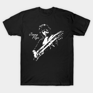 jimmy page vintage white silhoutte T-Shirt